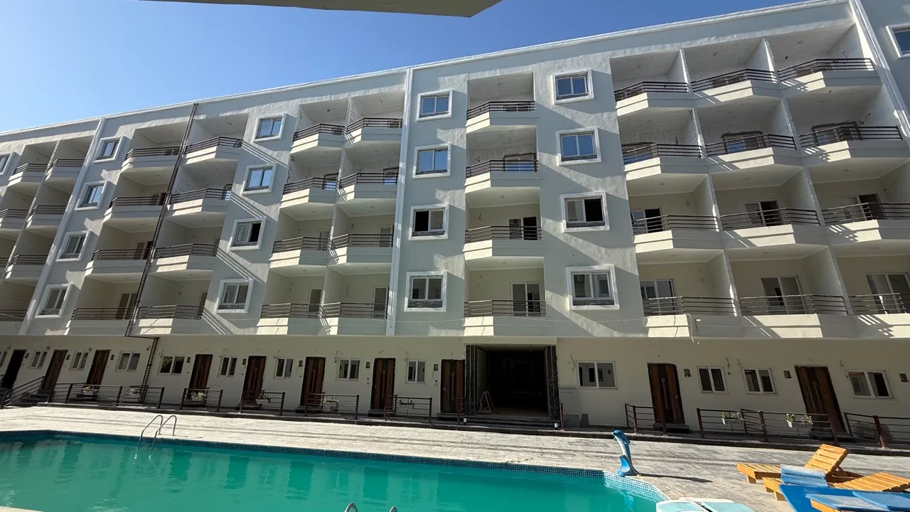 Pool-side façade Pool-side façade