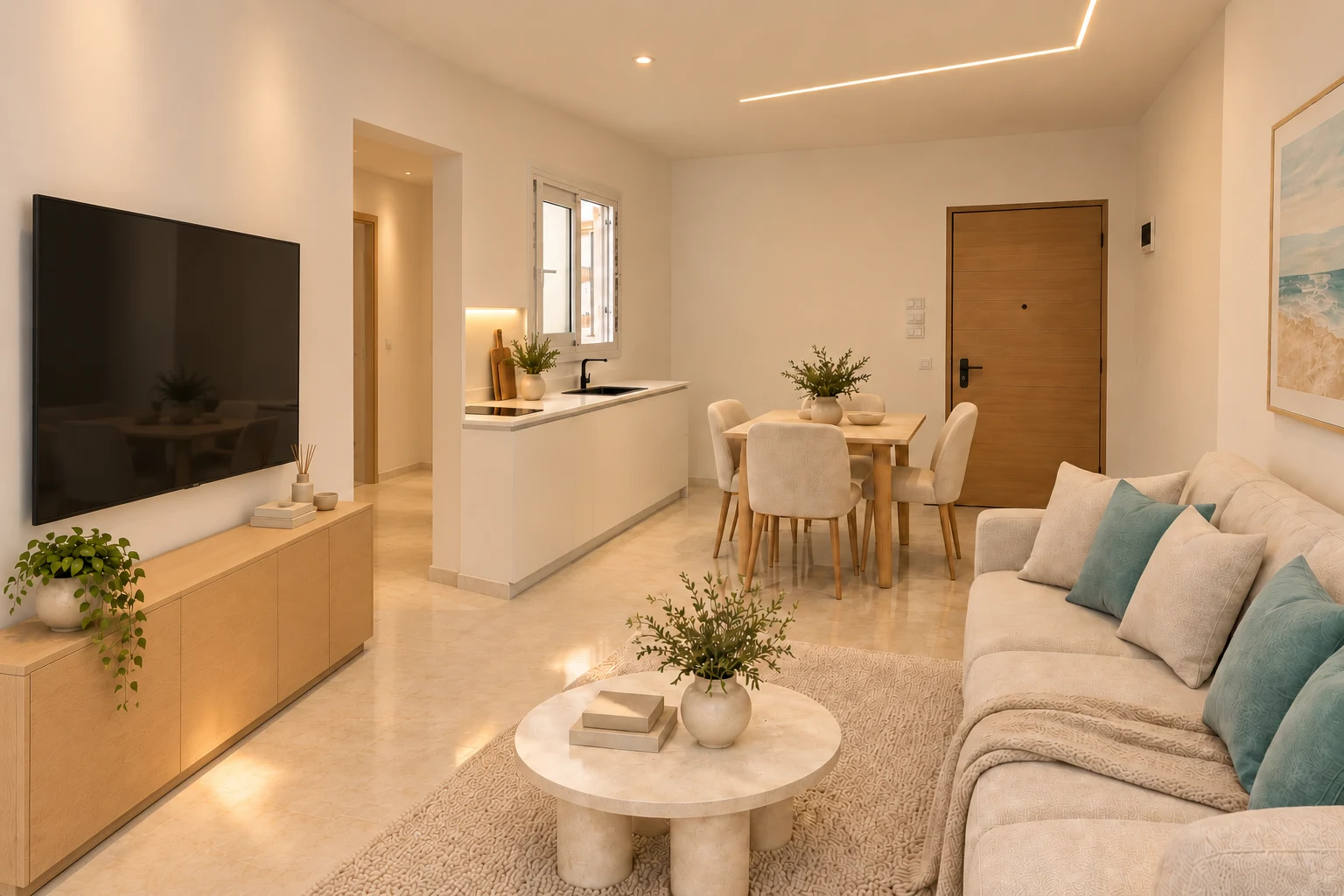 Living room · view from the balcony — Visualization · furnishing concept